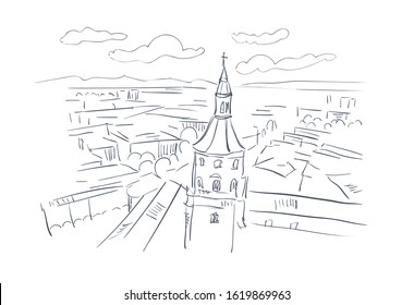 Vitoria Gasteiz Spain Europe vector sketch city illustration line art