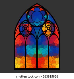 Vitrage window vector illustration / Stained glass gothic window 