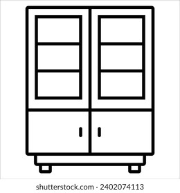 Vitrine Cabinet, Basic Furniture icon in thin line style