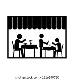 vitrine, people in restaurant in restaurant icon. Element of dinner in a restaurant illustration. Premium quality graphic design icon. Sign and symbols collection icon for websites