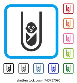 In Vitro Baby icon. Flat gray pictogram symbol inside a blue rounded frame. Black, gray, green, blue, red, orange color additional versions of In Vitro Baby vector.