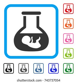 In Vitro Embryo icon. Flat gray iconic symbol in a blue rounded square. Black, gray, green, blue, red, orange color versions of In Vitro Embryo vector. Designed for web and software interfaces.