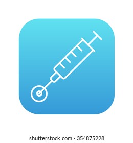 Icono de línea de fertilización in vitro para web, móviles e infografías. Icono de blanco vector en el cuadrado de gradiente azul con esquinas redondeadas aisladas en fondo blanco.