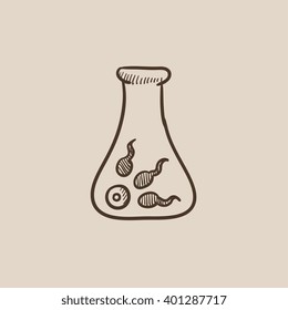 In vitro fertilisation sketch icon.