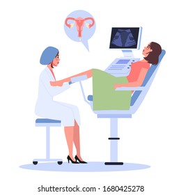 In vitro fertilisation step. Doctor placing embryo into woman uterus. Artificial pregnancy with help of modern technology. Isolated illustration