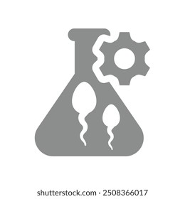 Fecundación in vitro, icono de bebé de tubo de ensayo. Esperma en frasco, símbolo de Vector de bioingeniería.