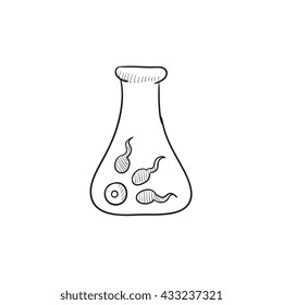 Ícone de esboço do vetor de fertilização in vitro isolado no plano de fundo. Ícone de fertilização in vitro desenhado à mão. Ícone de esboço de fertilização in vitro para infográfico, site ou aplicativo.