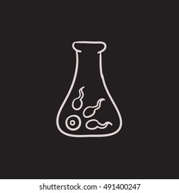 Ícone de esboço do vetor de fertilização in vitro isolado no plano de fundo. Ícone de fertilização in vitro desenhado à mão. Ícone de esboço de fertilização in vitro para infográfico, site ou aplicativo.