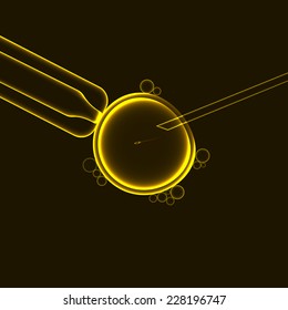 In vitro fertilization, artificial insemination with sperm egg, yellow vector illustration