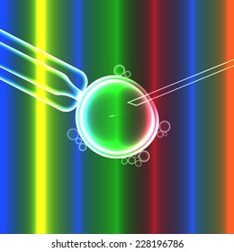 In vitro fertilization, artificial insemination with sperm egg, colorful vector illustration