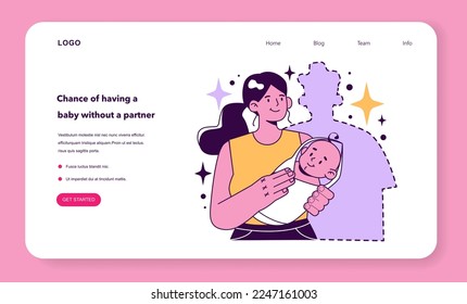In vitro fertilization benefit web banner or landing page. Infertility and problem with reproduction solution. Artificial pregnancy with modern technology. Flat vector illustration