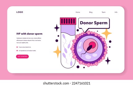 In vitro fertilization benefit web banner or landing page. Infertility and problem with reproduction solution. Artificial pregnancy with modern technology. Flat vector illustration