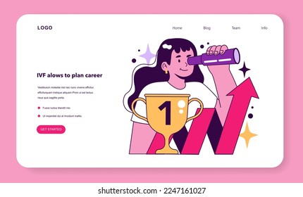 In vitro fertilization benefit web banner or landing page. Infertility and problem with reproduction solution. Artificial pregnancy with modern technology. Flat vector illustration