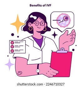 In vitro fertilization benefits. Infertility and problem with reproduction solution. Artificial pregnancy with modern technology. Flat vector illustration