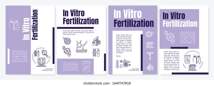 In vitro fertilization brochure template. Genetic engineering. Flyer, booklet, leaflet print, cover design with linear icons. Vector layouts for magazines, annual reports, advertising posters