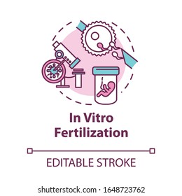 In vitro fertilization concept icon. Alternative pregnancy. Fetus, childbirth. Reproductive technology idea thin line illustration. Vector isolated outline RGB color drawing. Editable stroke