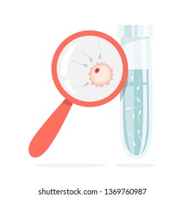 In vitro fertilization concept. Idea of infertility and problem with reproduction. Artificial pregnancy with modern technology. Insemination process. Isolated vector illustration in cartoon style