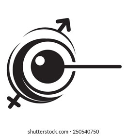 Vitro fertilization. Icon. Vector. 1 Stylized image of artificial insemination. Graphic element. Logo.