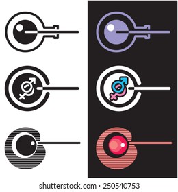 Vitro fertilization. Icon. Vector. 2 Stylized image of artificial insemination. Graphic element. Logo.