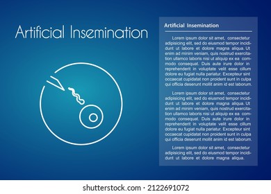 In Vitro Fertilization linear medical icon on blue background. Vector illustration of egg and spermatozoon in test tube. Logo template for human reproduction or artificial insemination