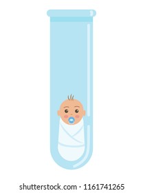 In vitro fertilization. Reproductive technology. Newborn baby. Baby in test tube. IVF concept vector illustration.