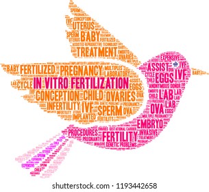 In Vitro Fertilization word cloud on a white background. 
