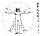 Vitruvian Man by Leonardo Da Vinci - vector illustration