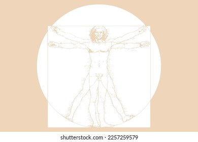 Vitruvian Man by Leonardo Da Vinci - vector illustration