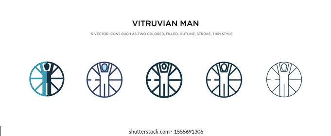 vitruvian man icon in different style vector illustration. two colored and black vitruvian man vector icons designed in filled, outline, line and stroke style can be used for web, mobile, ui