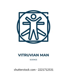 Vitruvian man icon. Linear vector illustration from science collection. Outline vitruvian man icon vector. Thin line symbol for use on web and mobile apps, logo, print media.