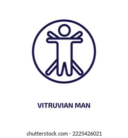 vitruvian man icon from people collection. Thin linear vitruvian man, anatomy, man outline icon isolated on white background. Line vector vitruvian man sign, symbol for web and mobile