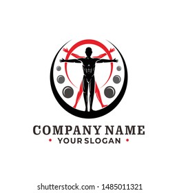 Vitruvian Man inside the circle logo concept 