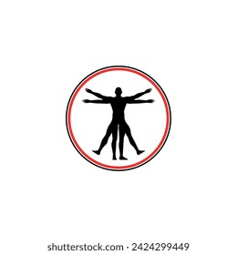 Vitruvian Man inside the circle logo concept