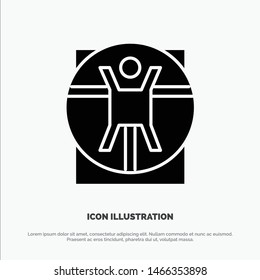 Vitruvian, Man, Medical, Scene solid Glyph Icon vector. Vector Icon Template background