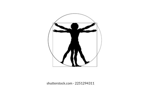 Vitruvian Man silhouette, hochwertige Vektorgrafik