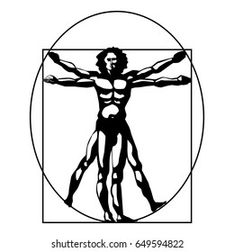 Vitruvian Man Silhouette Stylized Symbol On A White Background. Vector Illustration.