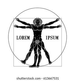 Vitruvian Man Silhouette Symbol On A White Background. Vector Illustration.