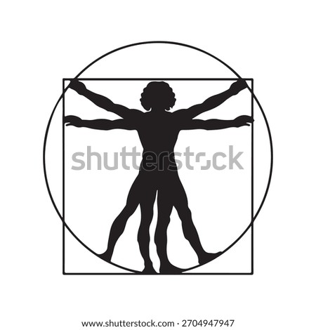 Vitruvian Man silhouette vector flat illustration design on white background