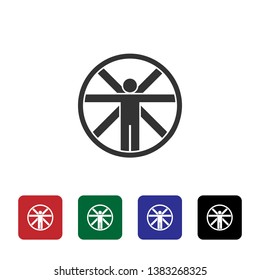 Vitruvian, man vector icon. Simple element illustration from biotechnology concept. Vitruvian, man vector icon. Bioengineering vector Illustration.