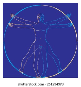 Vitruvian man. Vector, illustration.