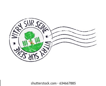 Vitry sur Seine city grunge postal rubber stamp against white background