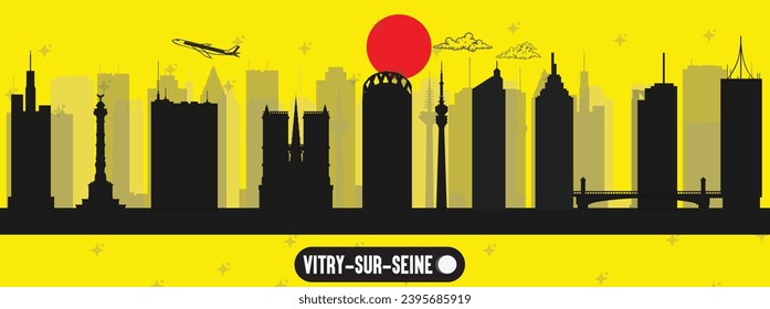 Vitry-sur-Seine, Frankreich, schöne Skyline-Vektorgrafik