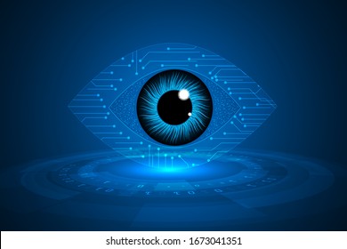 abstracto de infografía de la ciencia virtual. Tecnología de privacidad digital e innovación en ciberseguridad Blue eye. protección de datos científicos.