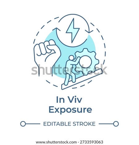 In viv exposure soft blue concept icon. Personal motivation, work progress. Persistence endurance. Round shape line illustration. Abstract idea. Graphic design. Easy to use in brochure, booklet