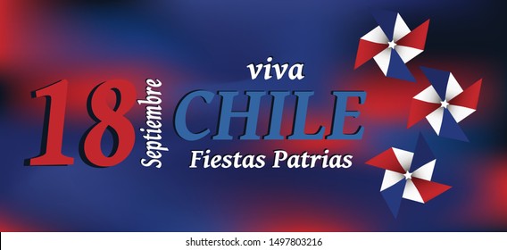 Viva Chille Fiestas Patrias banner vector. 18 September celebration of Independence day.