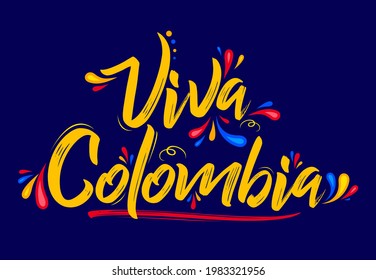 Viva Kolumbien, Live Kolumbien spanischen Text Patriotic kolumbianische Fahne Farben Vektor.