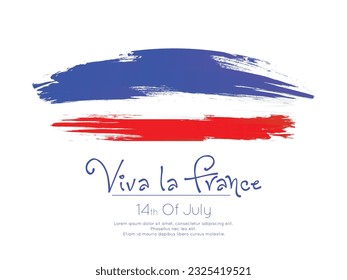 Viva la France typography with national flag for Bastille day. Greeting card., banner or wallpaper.