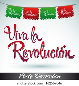 Viva la revolucion - Long live the revolution spanish text - vector mexican decoration