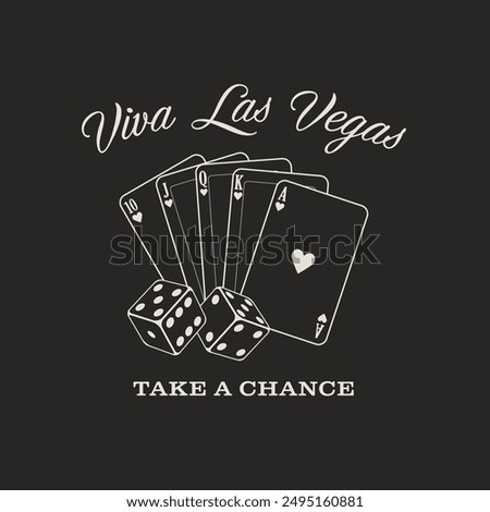 Viva Las Vegas dice and cards vector graphic