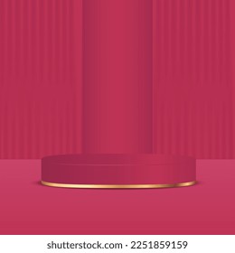viva magenta 3d stage minimalist podium